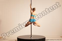 Underwear Gymnastic poses Woman White Moving poses Slim long blond Dynamic poses Academic